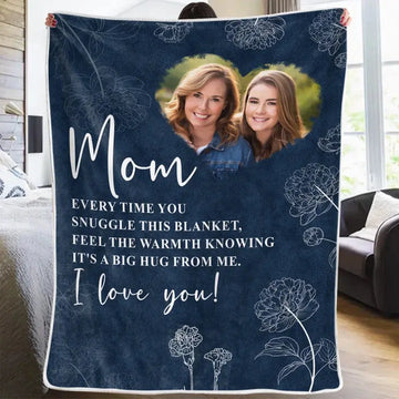 Personalized Family Blanket – Custom Photo Gift for Mom & Daughter Printing Joy