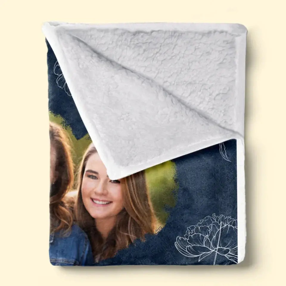 Personalized Family Blanket – Custom Photo Gift for Mom & Daughter Printing Joy