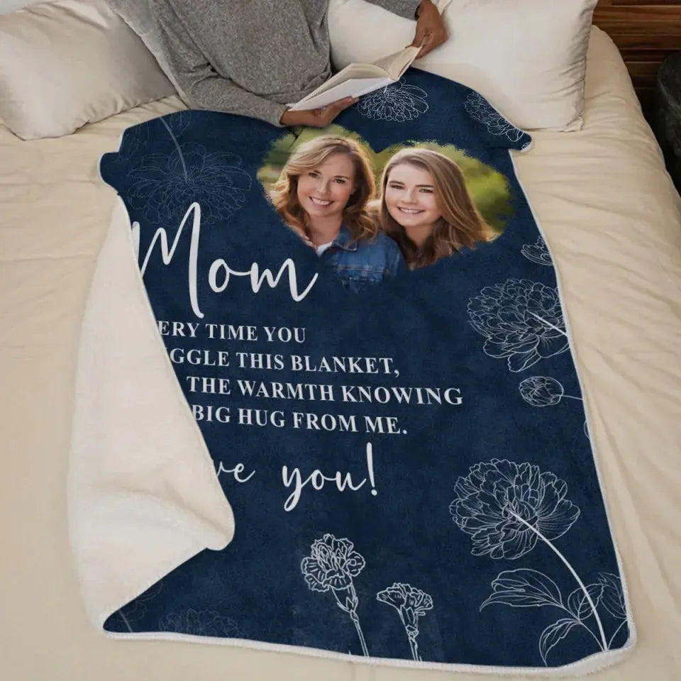 Personalized Family Blanket – Custom Photo Gift for Mom & Daughter Printing Joy