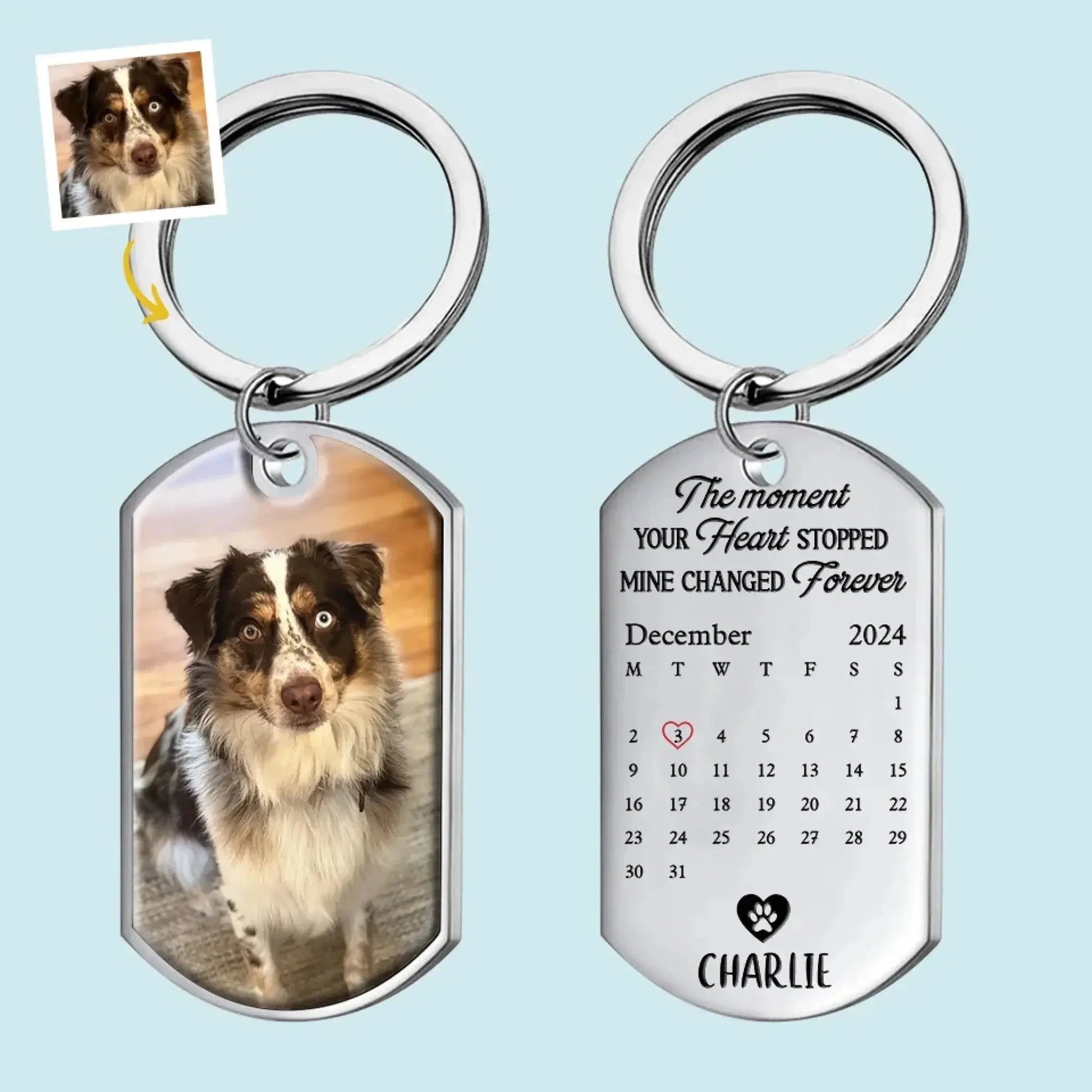 Custom Photo Keychain - Personalized Pet Memorial Gifts For Dogs, Cats - A Loyal Heart Never Fades Printing Joy