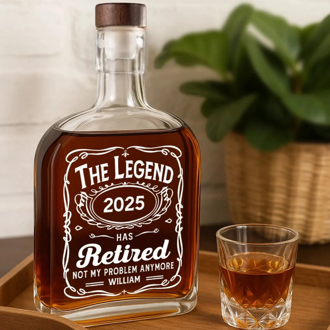 Living The Retired Life - Coworker Personalized Custom Whiskey Bottle - Appreciation, Retirement Gift For Coworkers, Work Friends, Colleagues Printing Joy