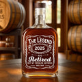 Living The Retired Life - Coworker Personalized Custom Whiskey Bottle - Appreciation, Retirement Gift For Coworkers, Work Friends, Colleagues Printing Joy