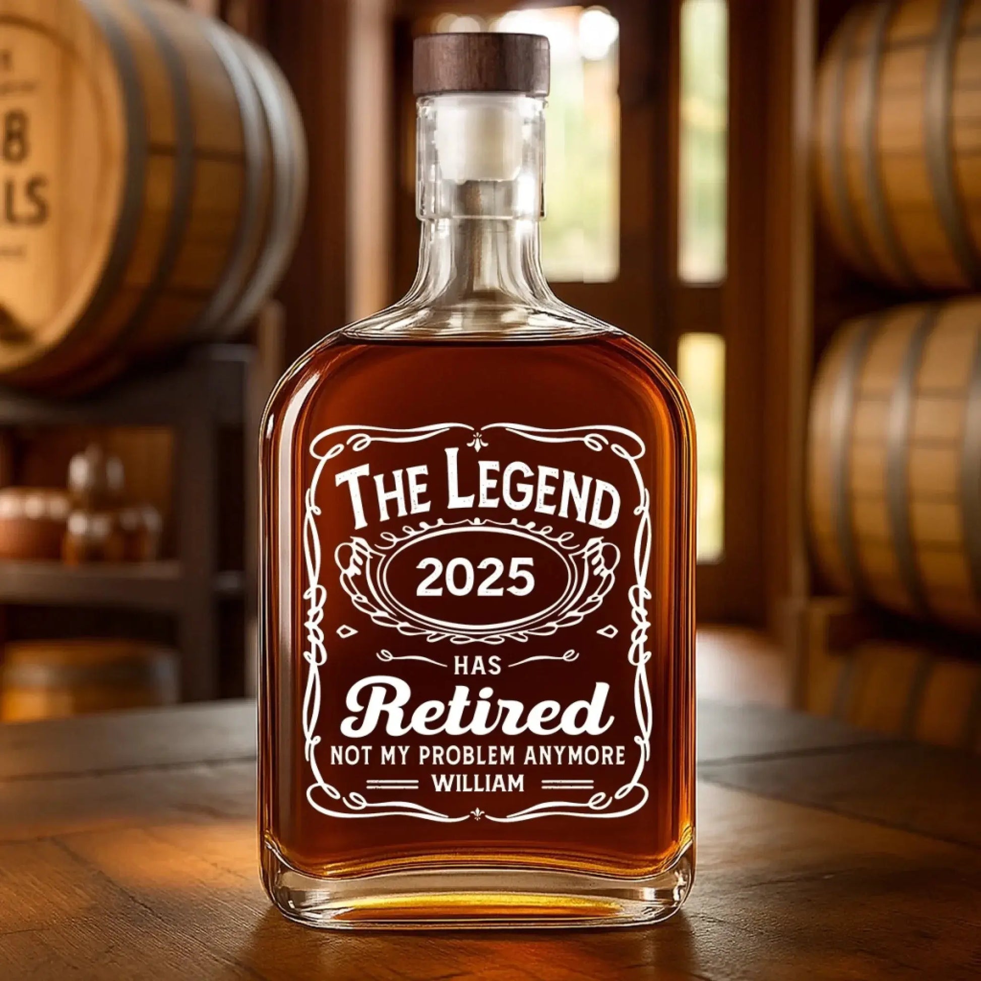 Living The Retired Life - Coworker Personalized Custom Whiskey Bottle - Appreciation, Retirement Gift For Coworkers, Work Friends, Colleagues Printing Joy