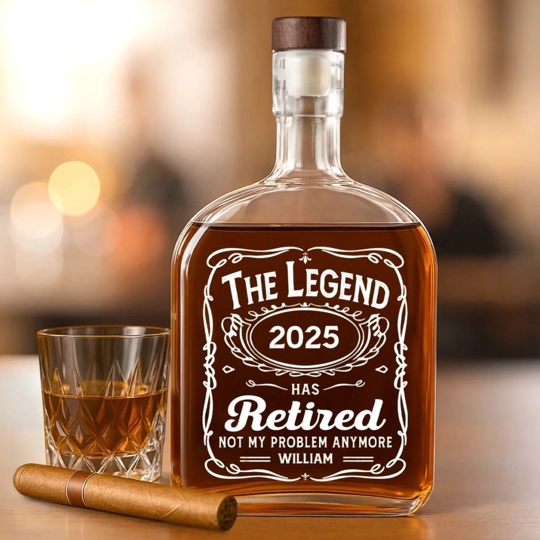 Living The Retired Life - Coworker Personalized Custom Whiskey Bottle - Appreciation, Retirement Gift For Coworkers, Work Friends, Colleagues Printing Joy