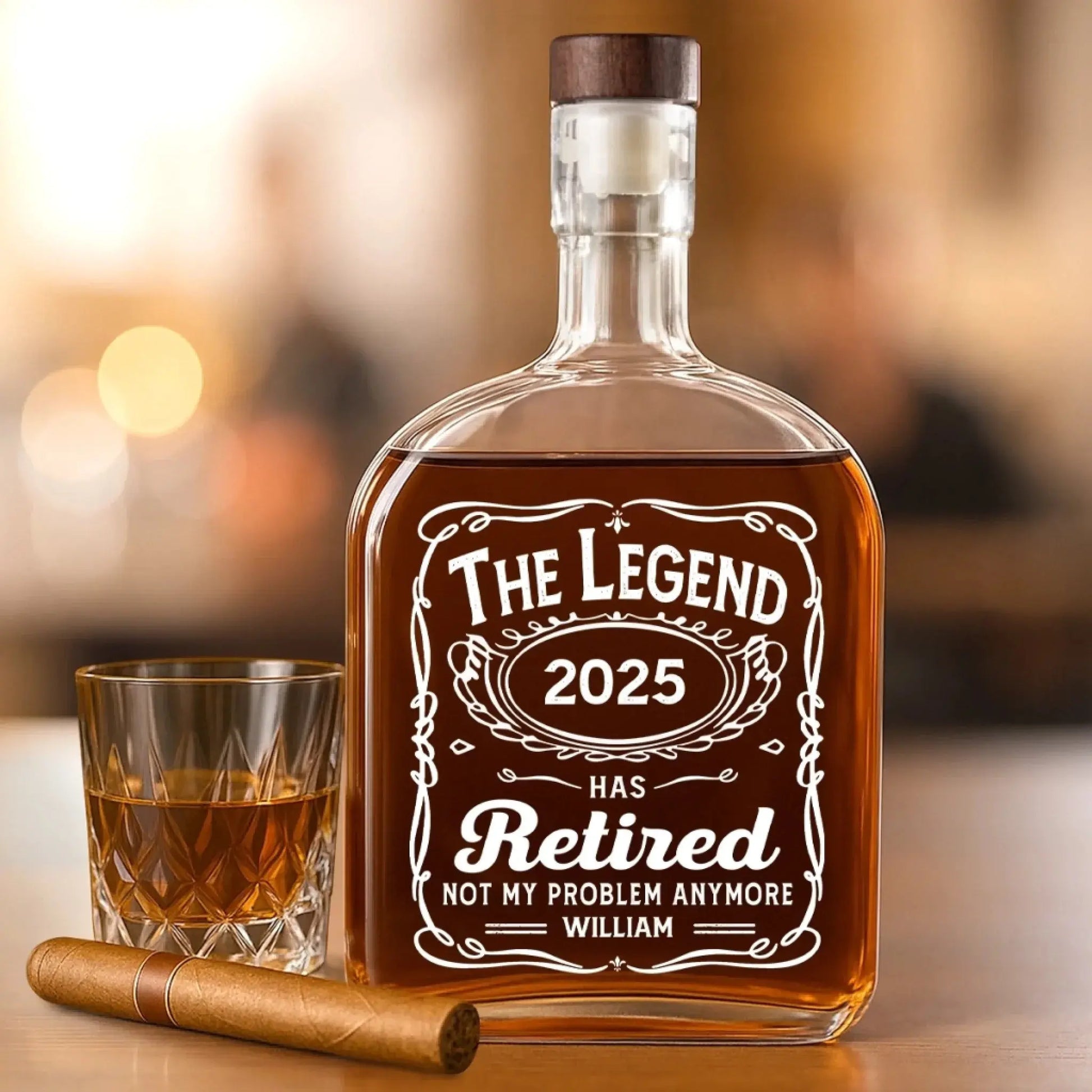 Living The Retired Life - Coworker Personalized Custom Whiskey Bottle - Appreciation, Retirement Gift For Coworkers, Work Friends, Colleagues Printing Joy