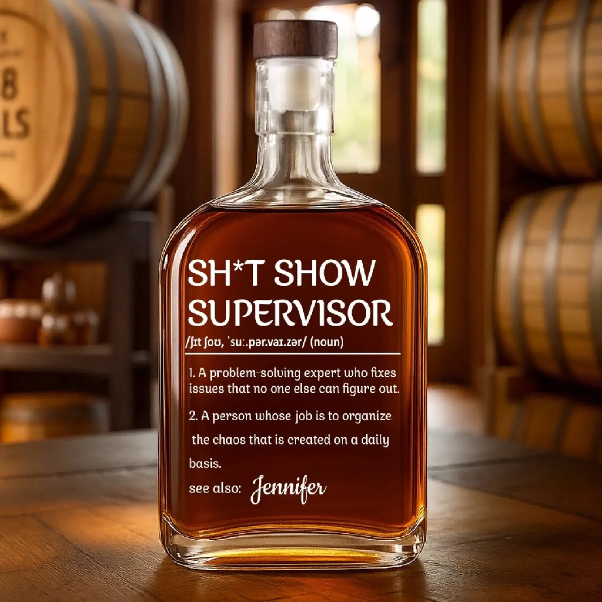 Chief Chaos Coordinator - Coworker Personalized Custom Whiskey Bottle - Gift For Coworkers, Work Friends, Colleagues Printing Joy