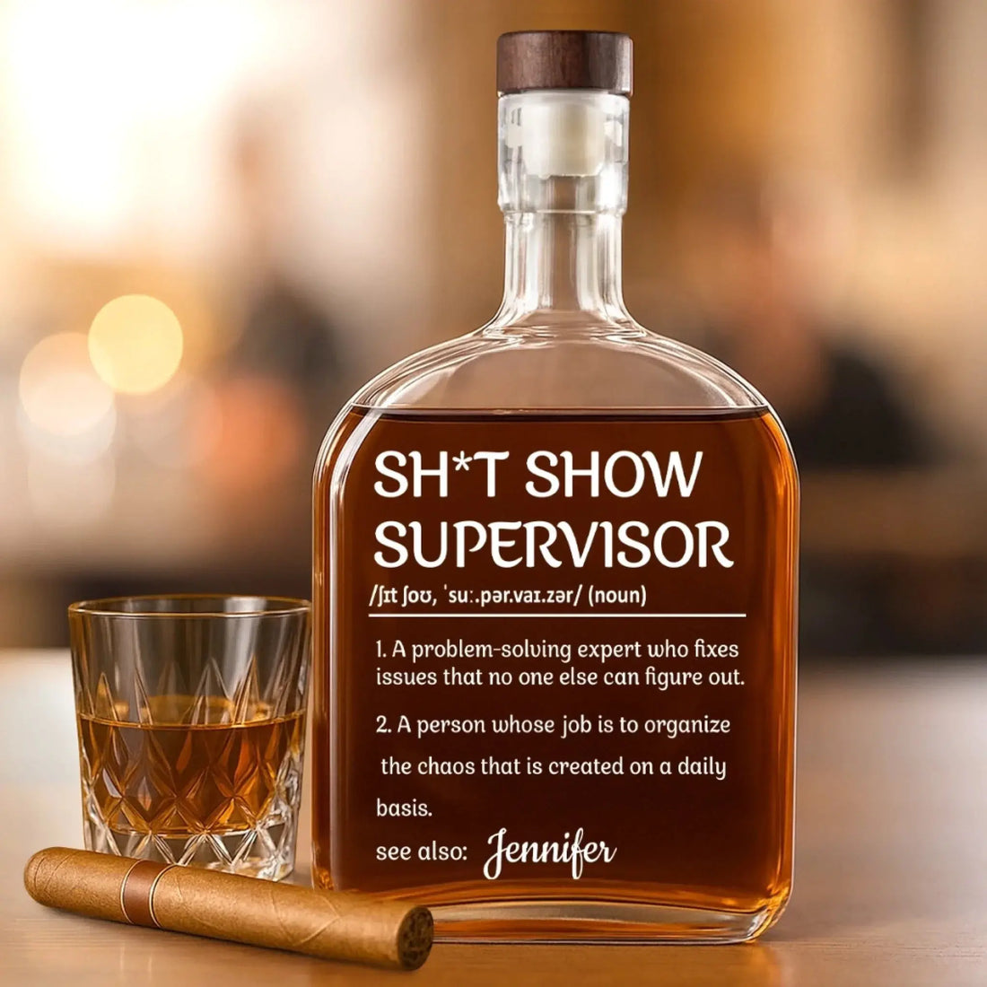 Chief Chaos Coordinator - Coworker Personalized Custom Whiskey Bottle - Gift For Coworkers, Work Friends, Colleagues Printing Joy