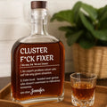 Fixing Disasters, One Cluster At A Time - Coworker Personalized Custom Whiskey Bottle - Gift For Coworkers, Work Friends, Colleagues Printing Joy