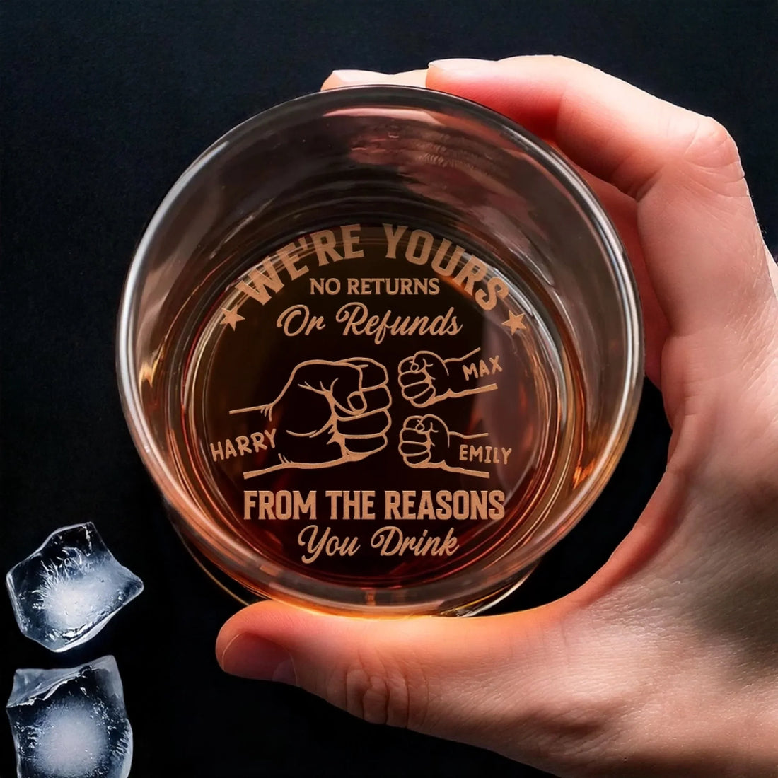Custom Whiskey Glass - Personalized Father's Day Birthday Gifts For Dad, Grandpa - From The Reasons You Drink