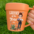 Custom Plant Pot Ceramic Mug with Spoon – Personalized Garden Gifts for Gardeners, Plant Lovers, Besties, Mom, Dad – Plant Parent Vibes Flower Pot Coffee Cup Printing Joy