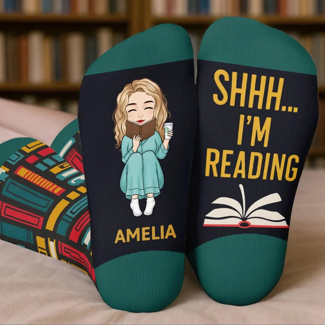 Custom Crew Socks - Personalized Bookish Gifts For Book Lovers, Bookworms, Readers - Keeping Up With My Reading Game Printing Joy
