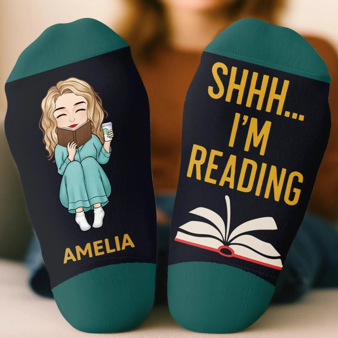 Custom Crew Socks - Personalized Bookish Gifts For Book Lovers, Bookworms, Readers - Keeping Up With My Reading Game Printing Joy