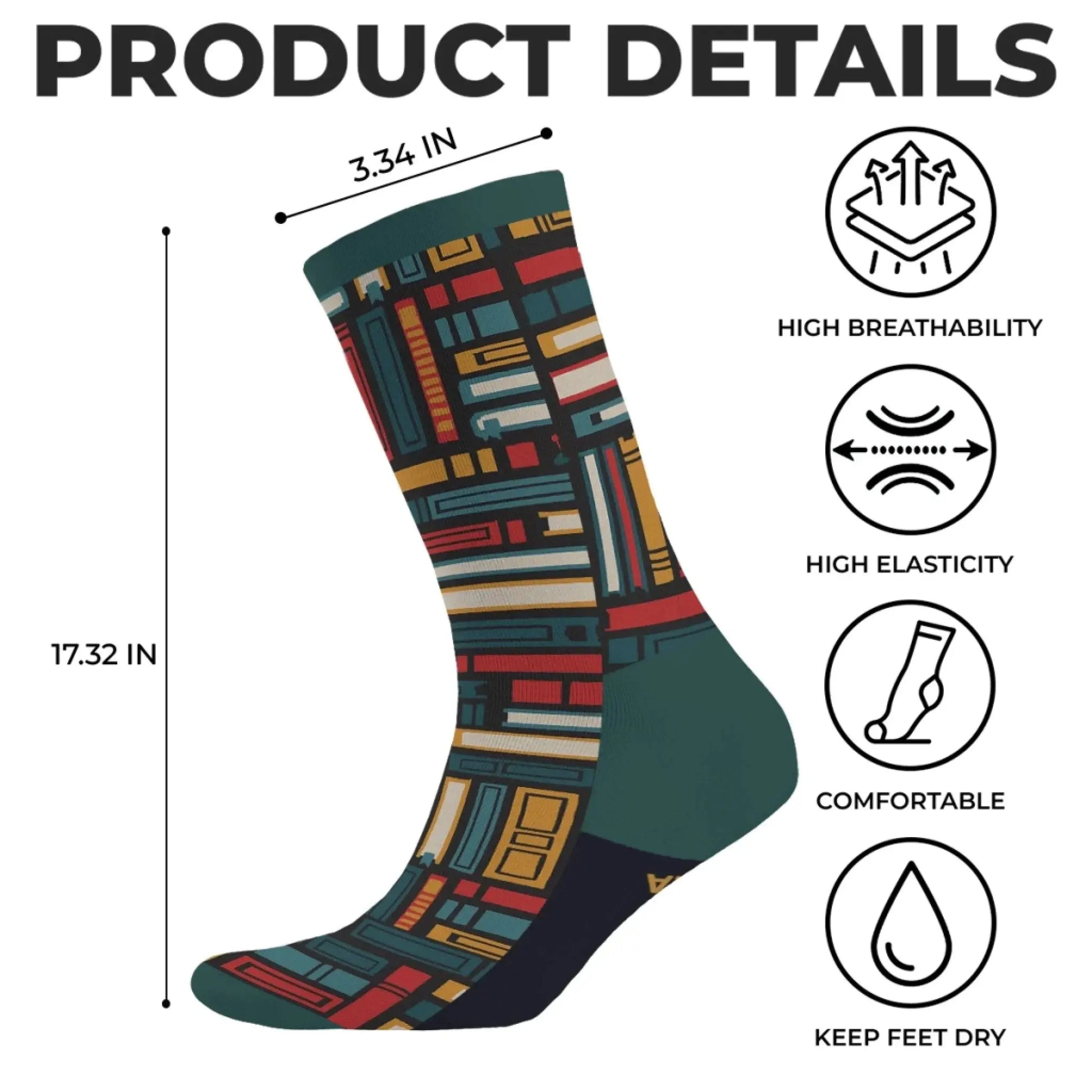 Custom Crew Socks - Personalized Bookish Gifts For Book Lovers, Bookworms, Readers - Keeping Up With My Reading Game Printing Joy