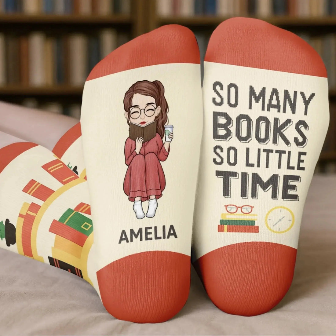 Custom Crew Socks - Personalized Bookish Gifts For Book Lovers, Bookworms, Readers - Adventures Inside These Pages Printing Joy