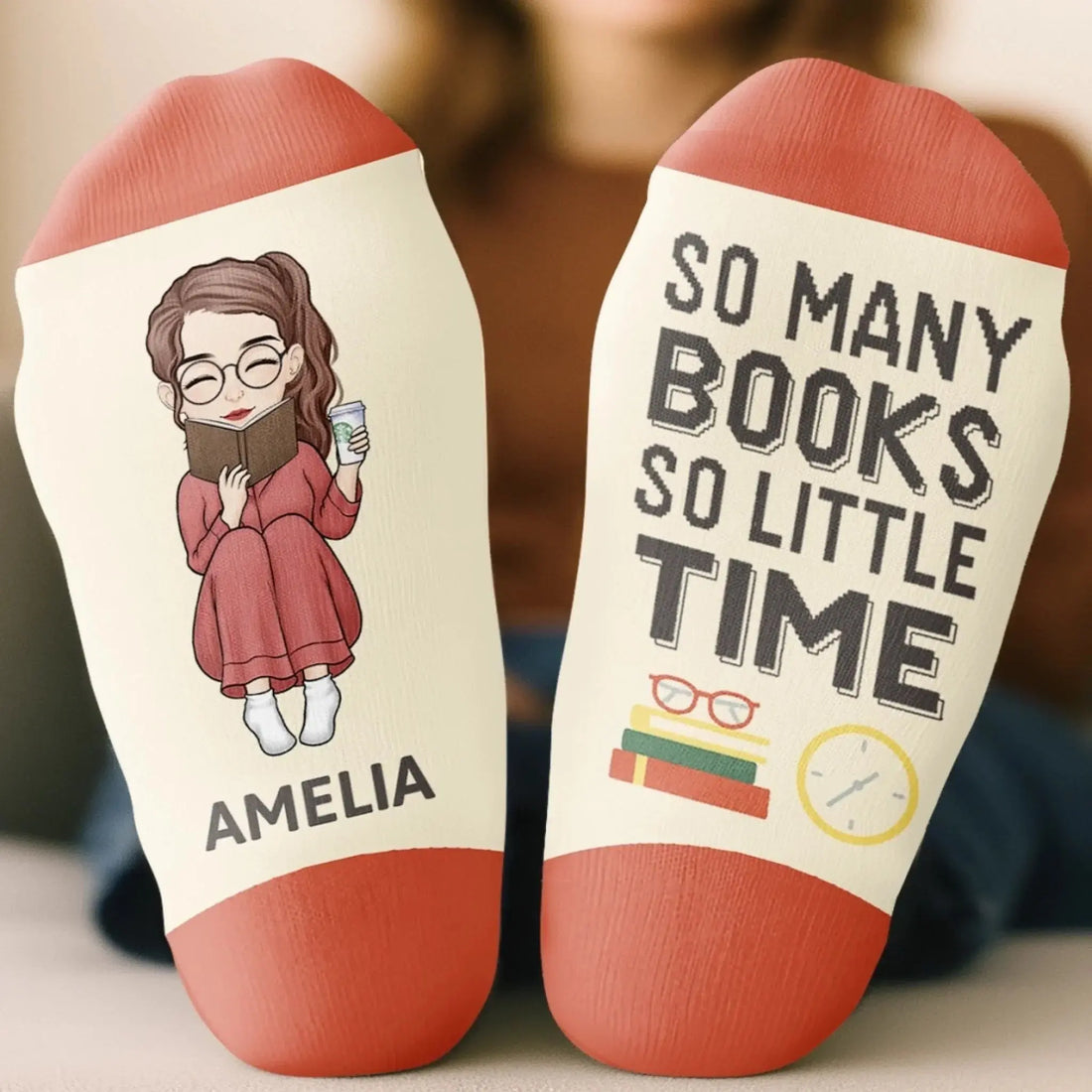 Custom Crew Socks - Personalized Bookish Gifts For Book Lovers, Bookworms, Readers - Adventures Inside These Pages Printing Joy