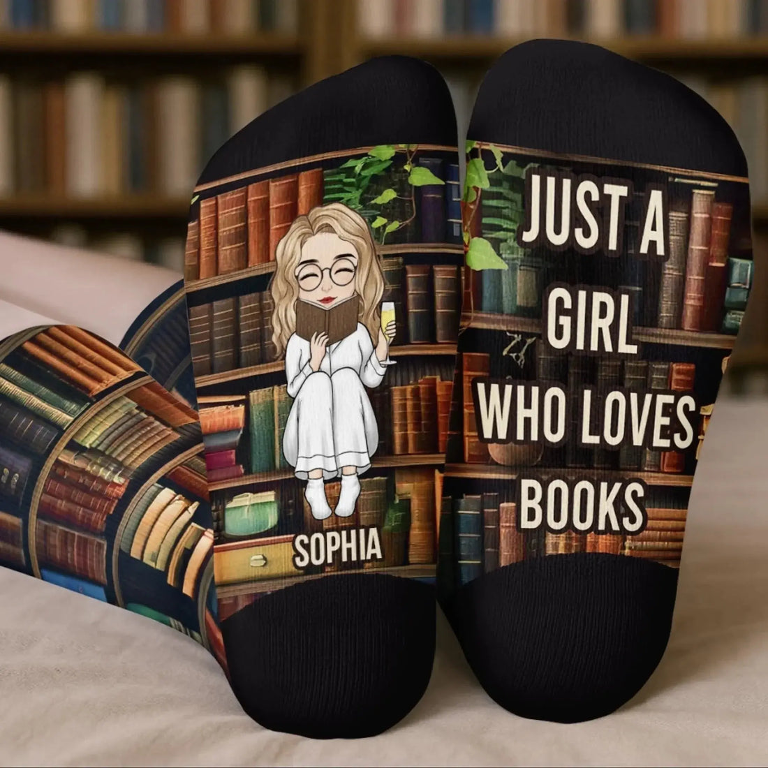 Custom Crew Socks - Personalized Bookish Gifts For Book Lovers, Bookworms, Readers - Keeping Up With My Reading Game copy Printbelle