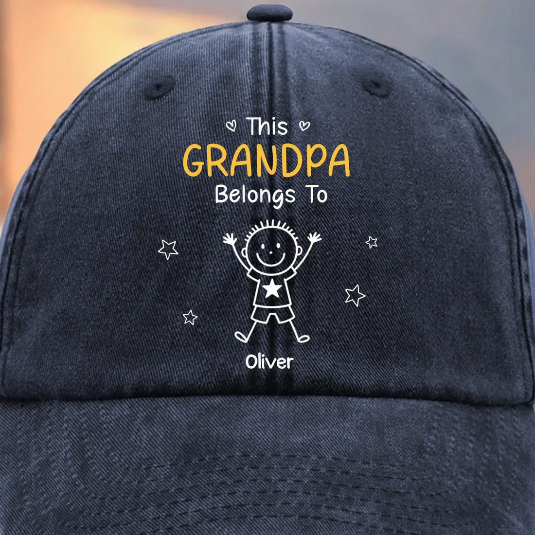 Custom Vintage Washed Denim Baseball Cap - Personalized Birthday Gifts For Dad, Grandpa - My Crew Makes Me Smile