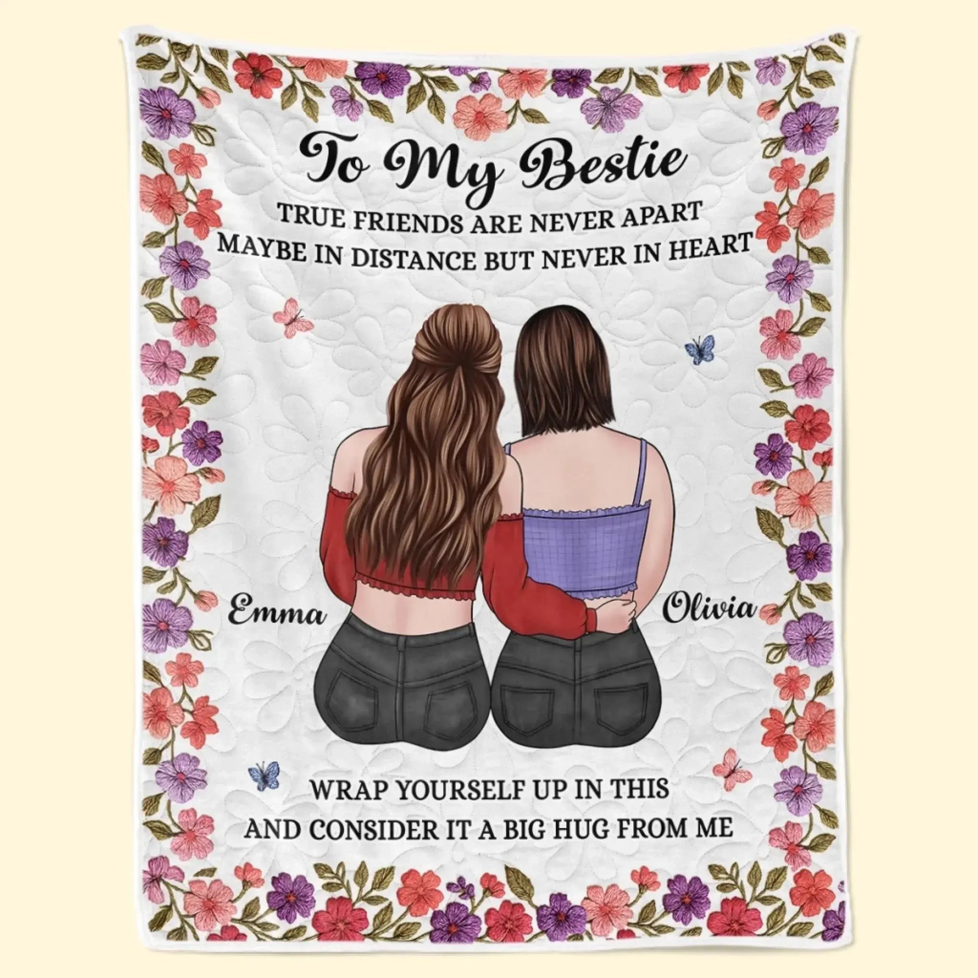 Custom Blanket - Personalized Best Friend Birthday Gifts For Women, Besties, Sisters, BFF - True Friends, Always Near Printbelle