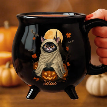 Personalized Cauldron Coffee Mug – Purrfectly Spooky Witchy Gift Printing Joy