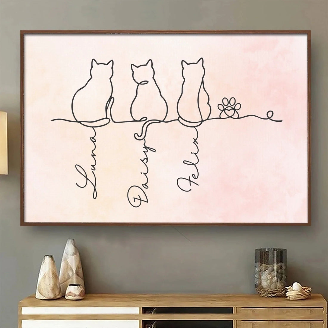 Custom Horizontal Poster – Personalized Pet Memorial Gifts for Cat Owners – “Always With Us In Spirit” Sympathy Wall Art for Home Decor Printify