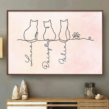 Custom Horizontal Poster – Personalized Pet Memorial Gifts for Cat Owners – “Always With Us In Spirit” Sympathy Wall Art for Home Decor Printing Joy