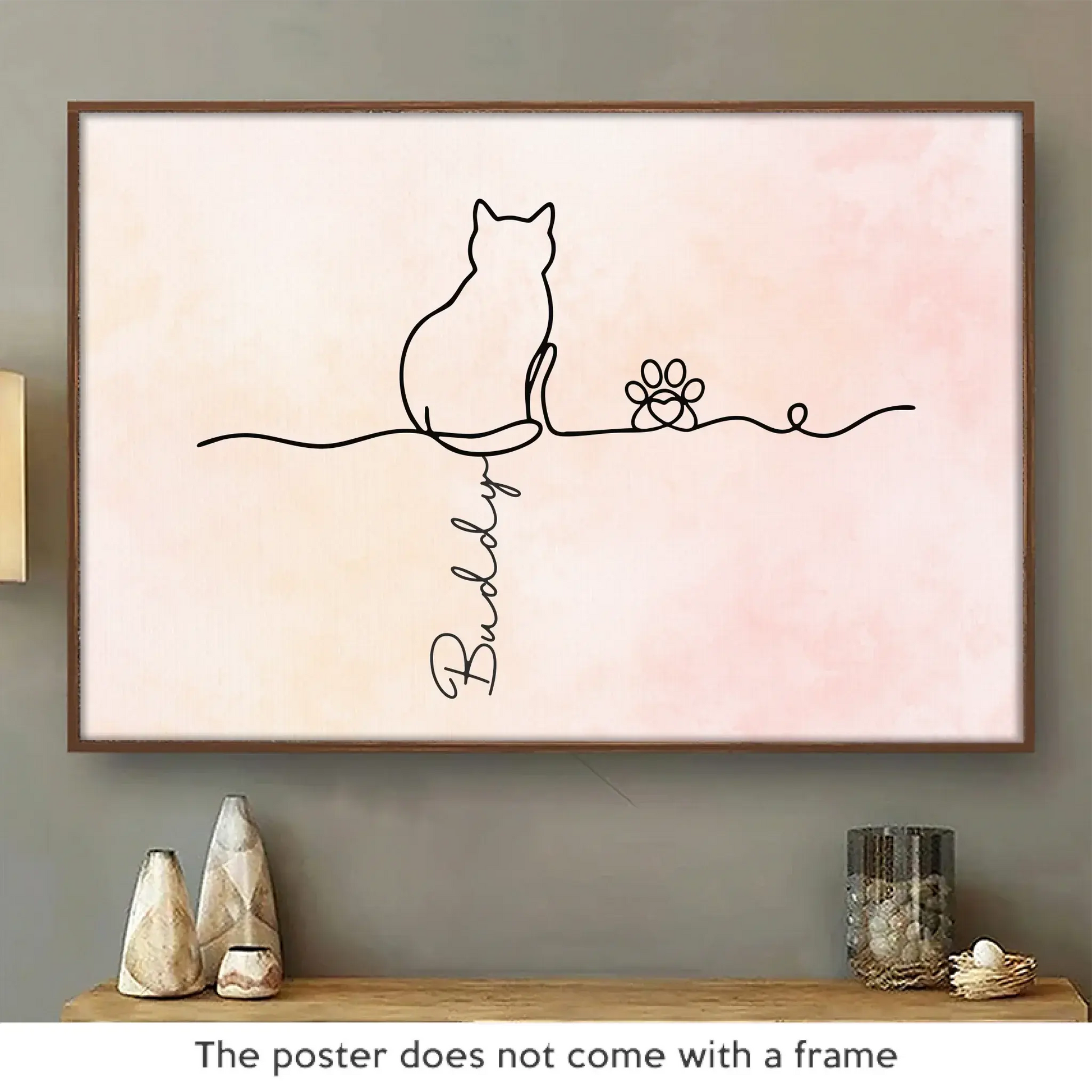 Custom Horizontal Poster – Personalized Pet Memorial Gifts for Cat Owners – “Always With Us In Spirit” Sympathy Wall Art for Home Decor Printify