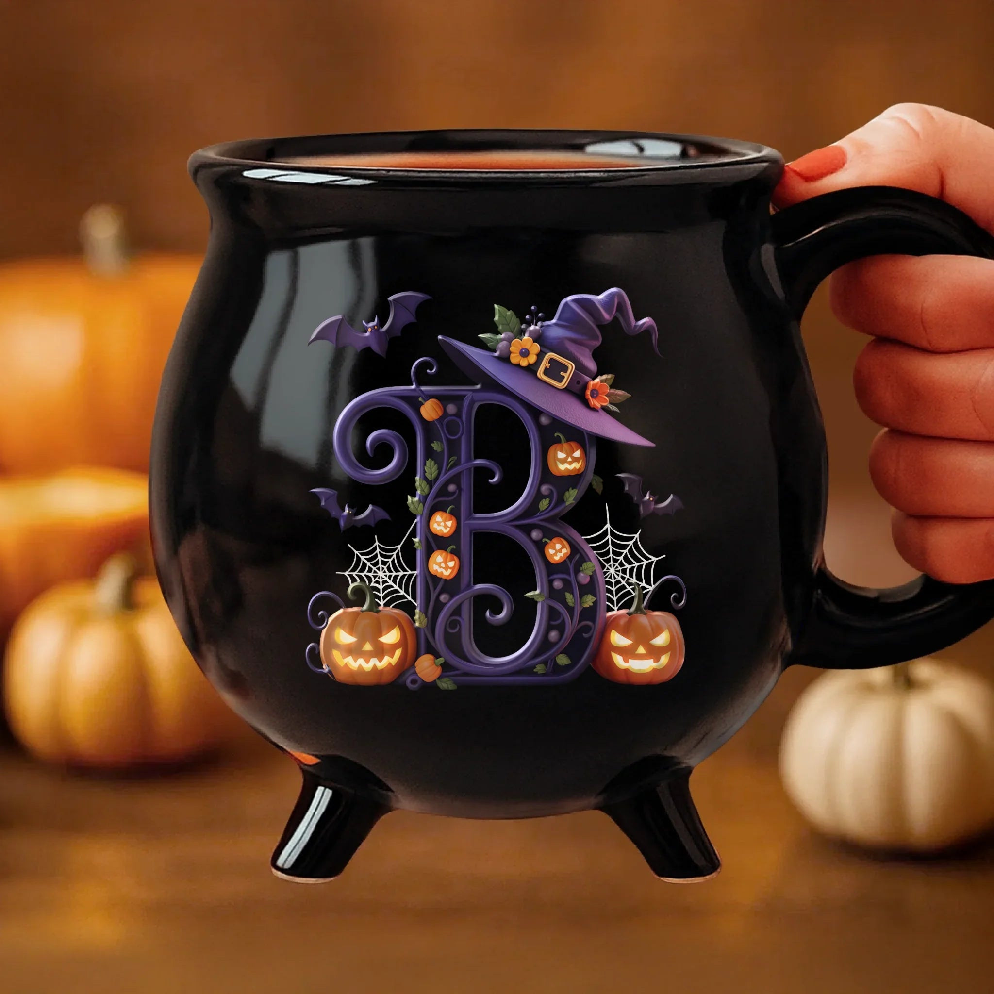 Custom Ceramic Cauldron Coffee Mug – Personalized Halloween Witchy Gift for Besties, Sisters, BFFs, Family & Yourself – “Brew and Boo” Cup