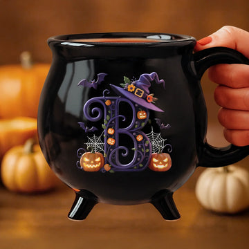 Custom Ceramic Cauldron Coffee Mug – Personalized Halloween Witchy Gift for Besties, Sisters, BFFs, Family & Yourself – “Brew and Boo” Cup