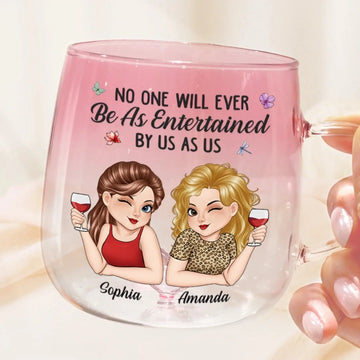 Custom Gradient Glass Mug - Personalized Best Friend Birthday Gifts For Women, Besties, Sisters, BFF - Life’s Better With Besties Like Us Printing Joy