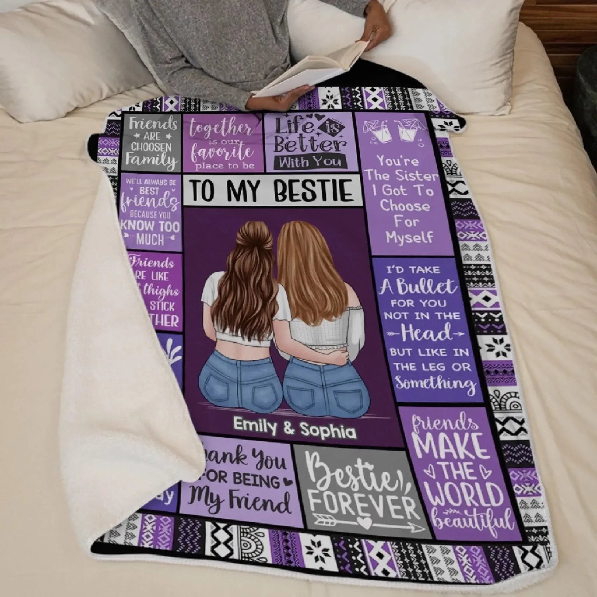 Custom Blanket - Personalized Best Friend Christmas Birthday Gifts For Women, Besties, Sisters, BFF - Always Better With My BFF Printbelle