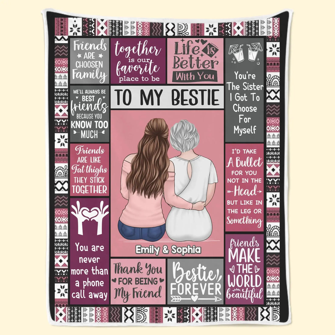 Custom Blanket - Personalized Best Friend Christmas Birthday Gifts For Women, Besties, Sisters, BFF - Always Better With My BFF Printbelle
