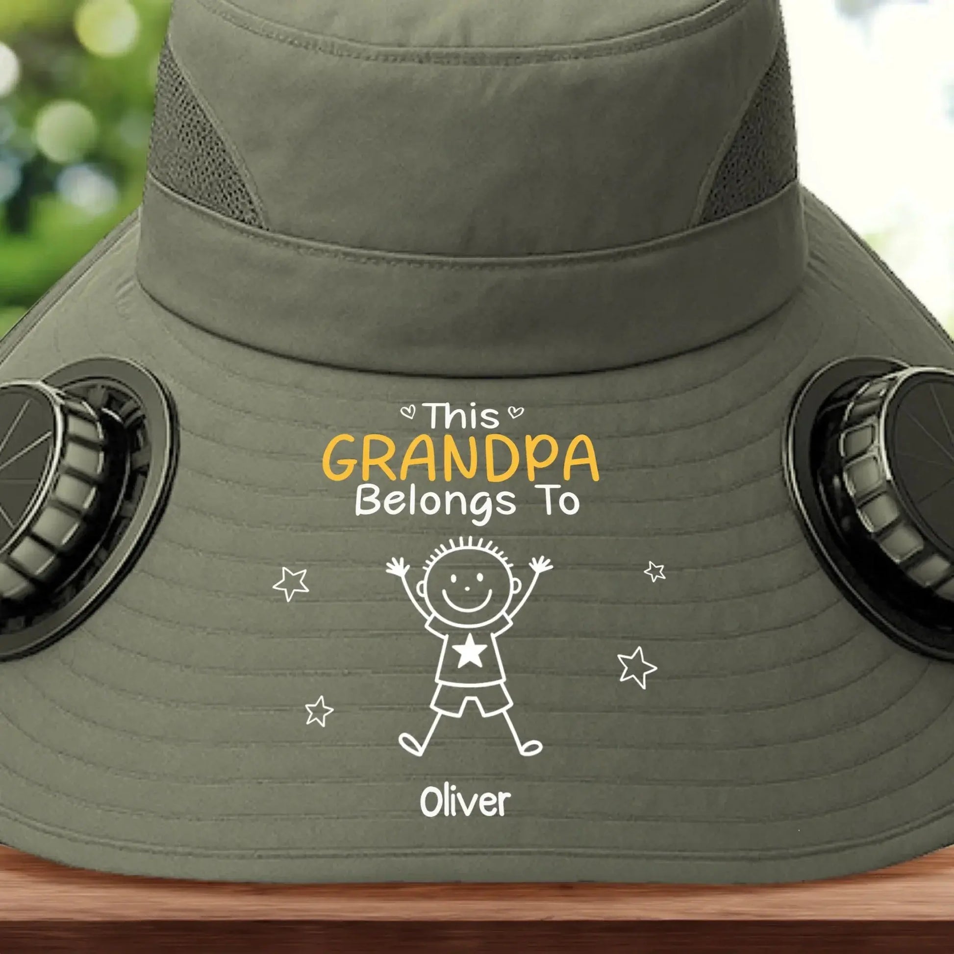 Custom Solar Fan Hat – Grandpa Belongs To Kids – Personalized Fishing Gift for Grandpa Printing Joy
