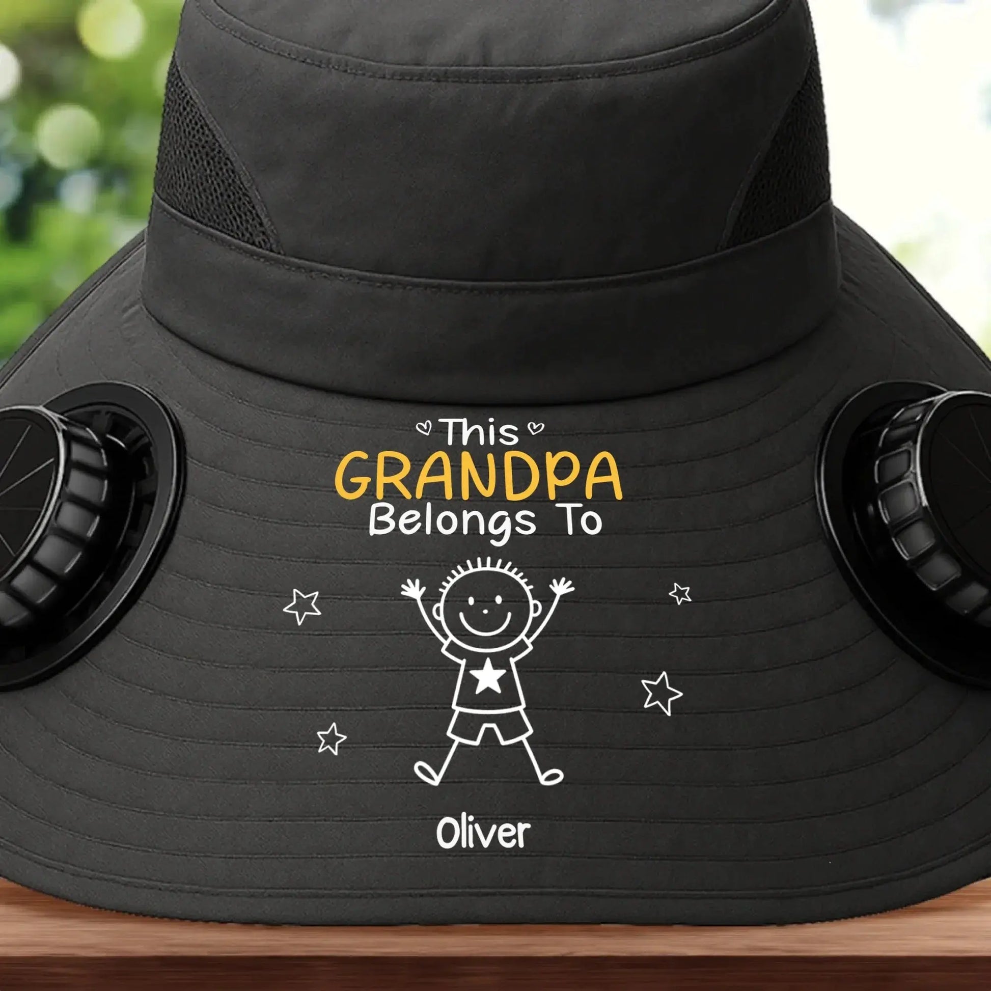 Custom Solar Fan Hat – Grandpa Belongs To Kids – Personalized Fishing Gift for Grandpa Printing Joy