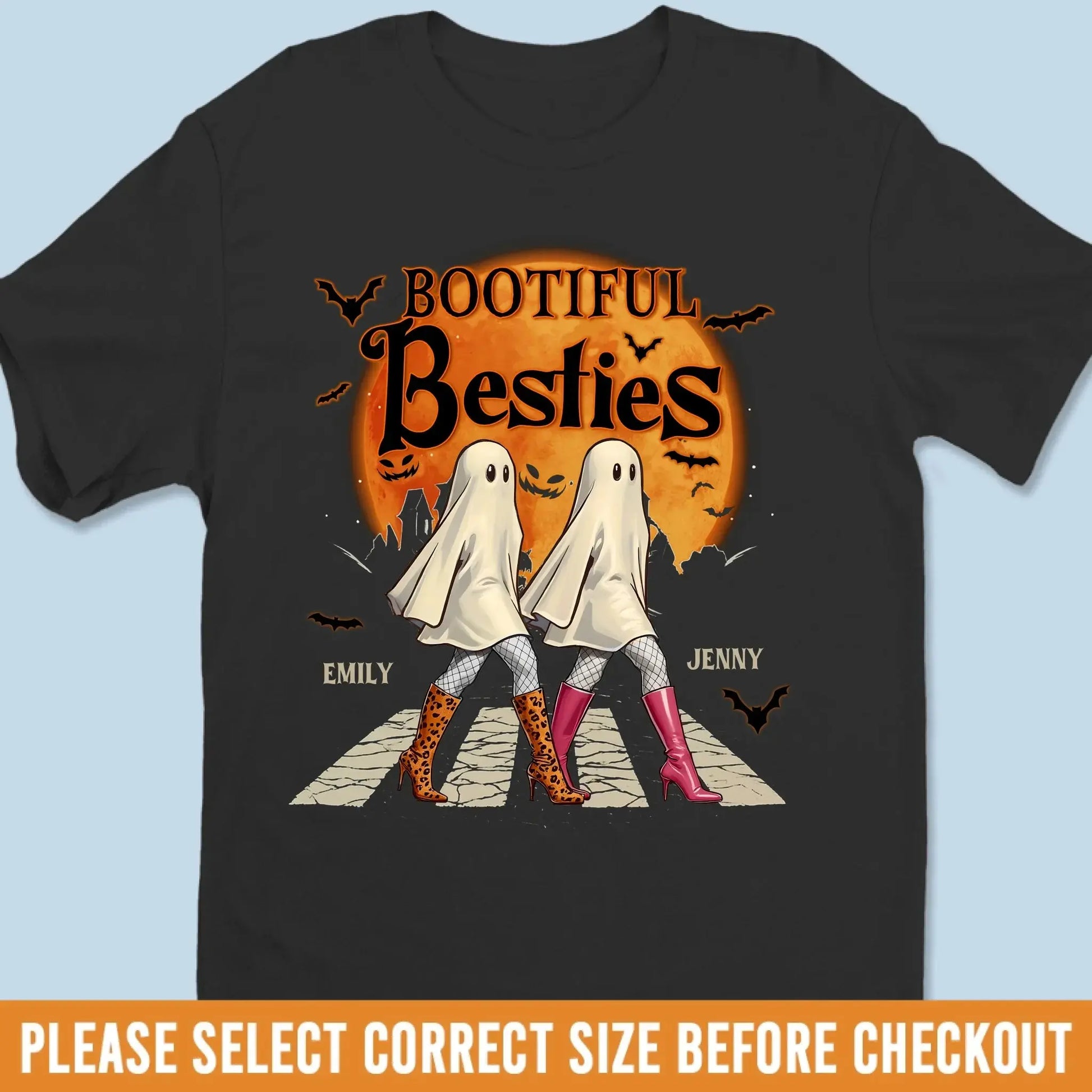 Custom Unisex T-shirt, Premium T-shirt, Hoodie - Personalized Halloween Birthday Gifts For Women, Besties, Sisters, BFF - Haunted By Laughter Together Dreamship