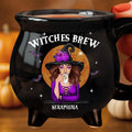 She Drinks Like A Queen, But Hexes Like A Goddess – Custom 12oz Ceramic Cauldron Coffee Mug – Personalized Halloween Witchy Gifts for Besties, Sisters, BFFs, Family Printing Joy