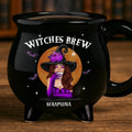 She Drinks Like A Queen, But Hexes Like A Goddess – Custom 12oz Ceramic Cauldron Coffee Mug – Personalized Halloween Witchy Gifts for Besties, Sisters, BFFs, Family Printing Joy