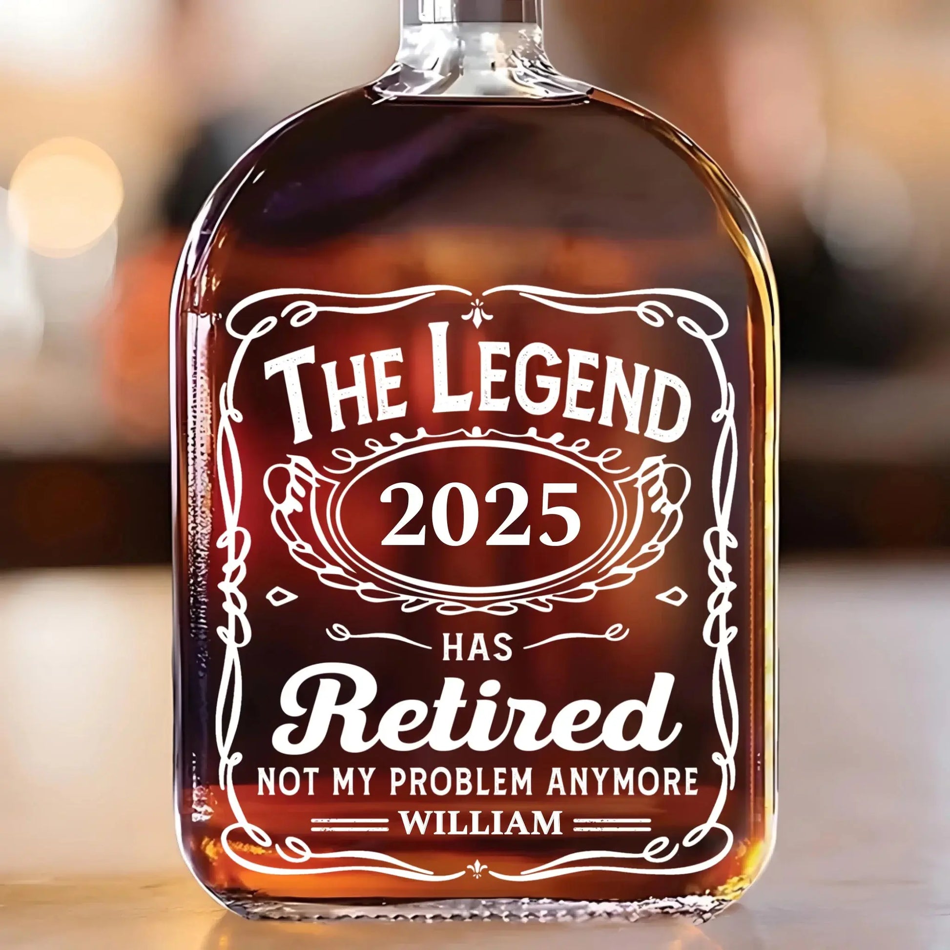 Living The Retired Life - Coworker Personalized Custom Whiskey Bottle - Appreciation, Retirement Gift For Coworkers, Work Friends, Colleagues Printing Joy