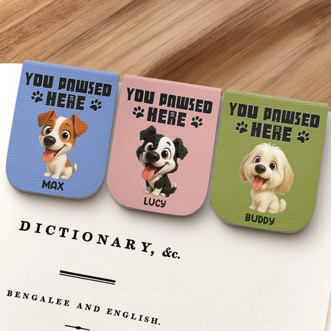 Custom Leather Magnetic Bookmark - Personalized Bookish Gifts For Book Lovers, Bookworms, Dog Cat Lovers, Dog Dad And Mom, Cat Owners - Reading Is Better With Paws Printing Joy