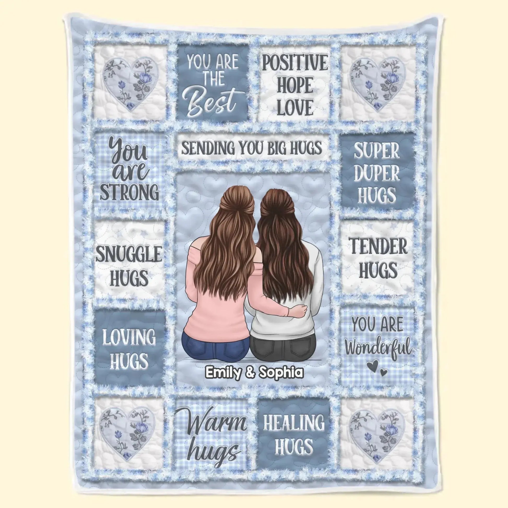 Custom Blanket - Personalized Best Friend Birthday Gifts For Women, Besties, Sisters, BFF - Heart to Heart Besties Printbelle