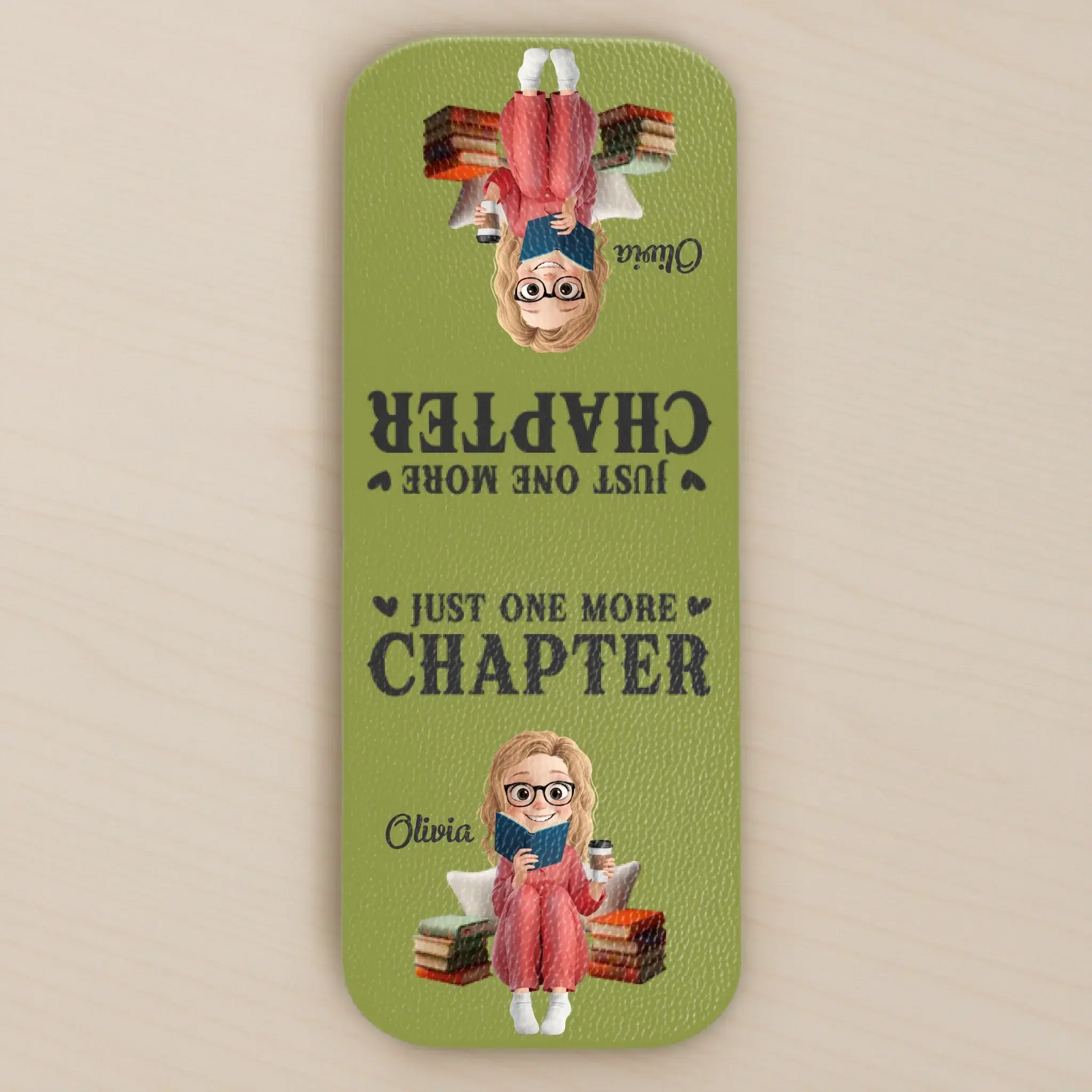 Custom Leather Magnetic Bookmark - Personalized Bookish Gifts For Book Lovers, Bookworms, Readers - One More Page Always Printing Joy