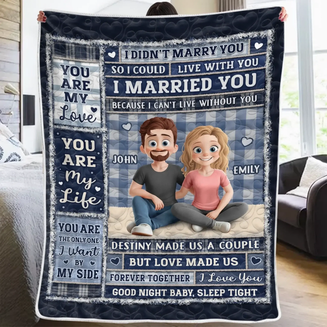 Custom Blanket - Personalized Anniversary Wedding Gifts For Husband And Wife, Him And Her - My Favorite Chapter Is Us Printing Joy