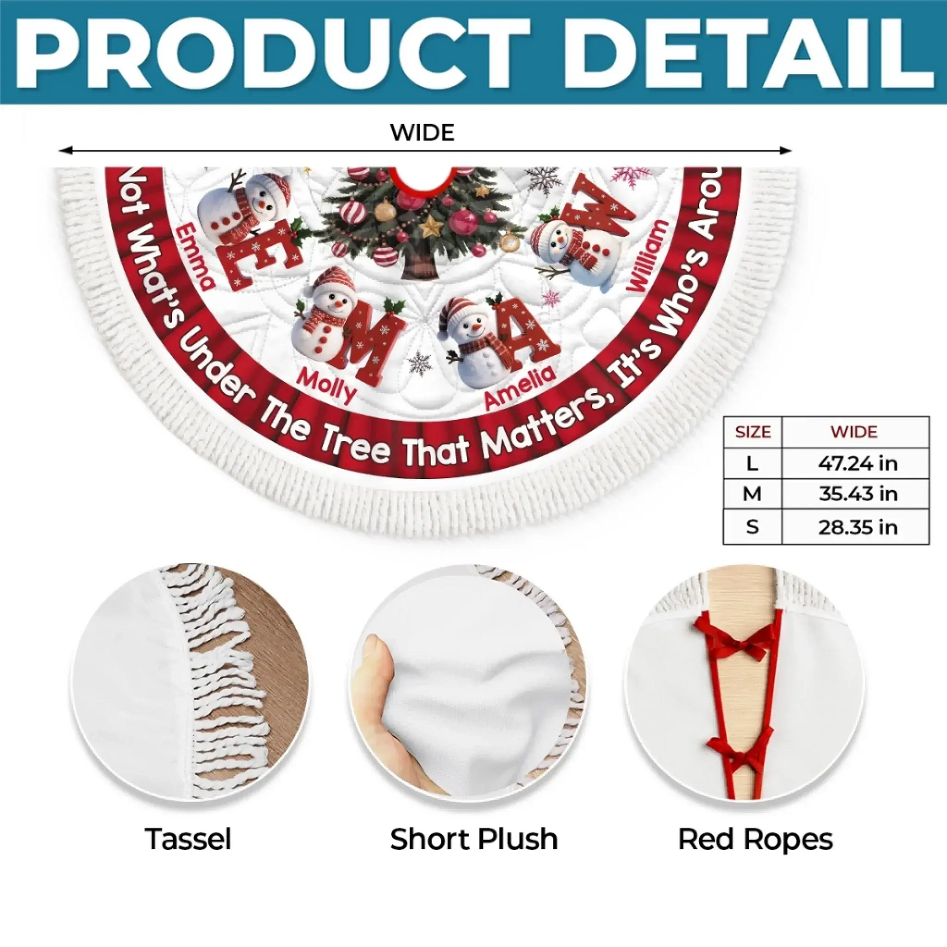 Custom Snowman Tree Skirt - Personalized Christmas Birthday Gifts For Mom, Dad, Brother, Sister, Kids - Hearts Shine Together This Christmas Printing Joy