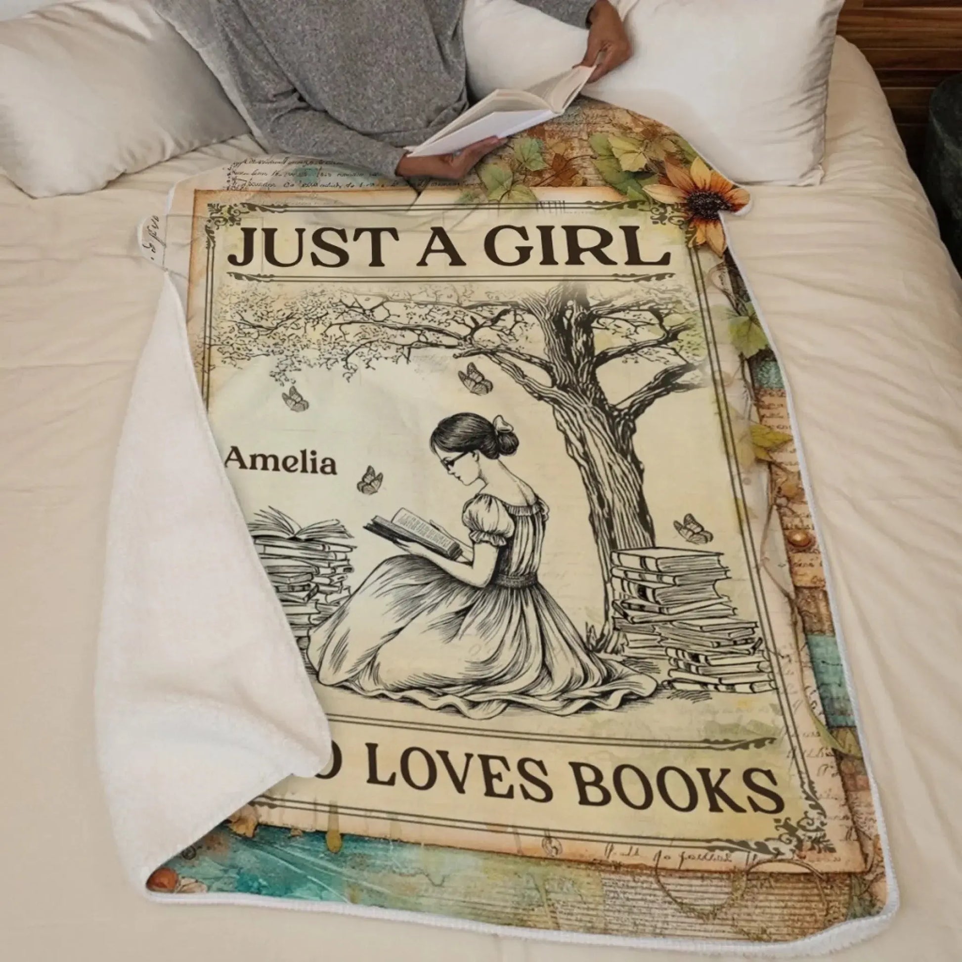 Custom Blanket - Personalized Bookish Gifts For Book Lovers, Bookworms, Readers - Lost In Stories Printing Joy