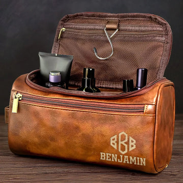 Personalized Leather Toiletry Bag Gift For Dad Husband Brother Grandpa Printingjoy