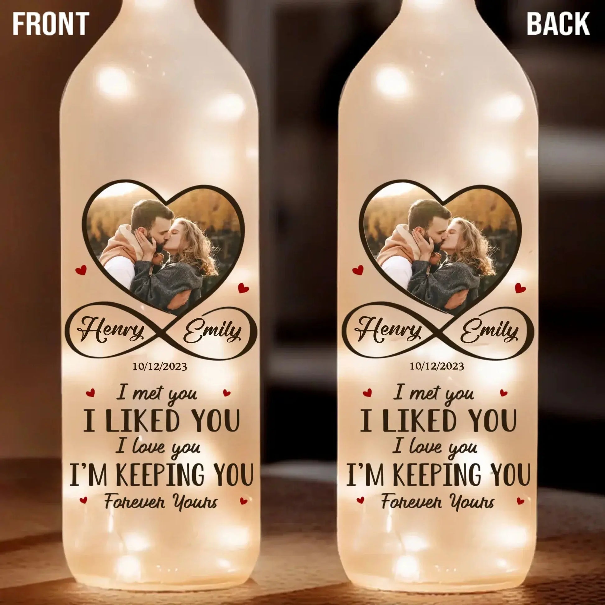 Custom Photo Every Moment Spent With You Is A Treasure - Couple Personalized Custom Bottle Lamp - Gift For Husband Wife, Anniversary Printing Joy