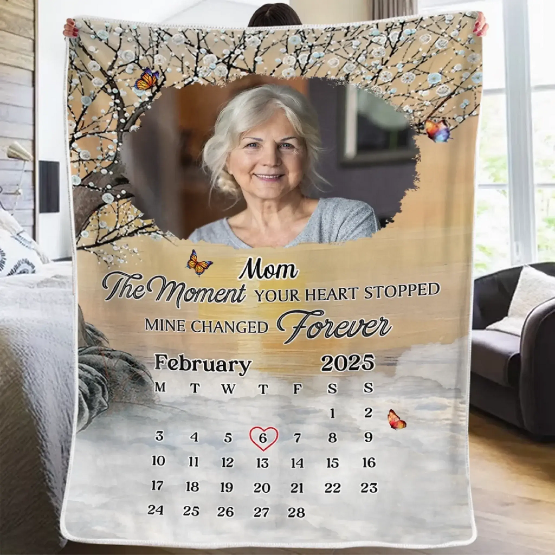 Custom Photo Blanket - Personalized Memorial Sympathy Gifts For Loss Of Mom, Dad - I Carry You In My Heart Printbelle