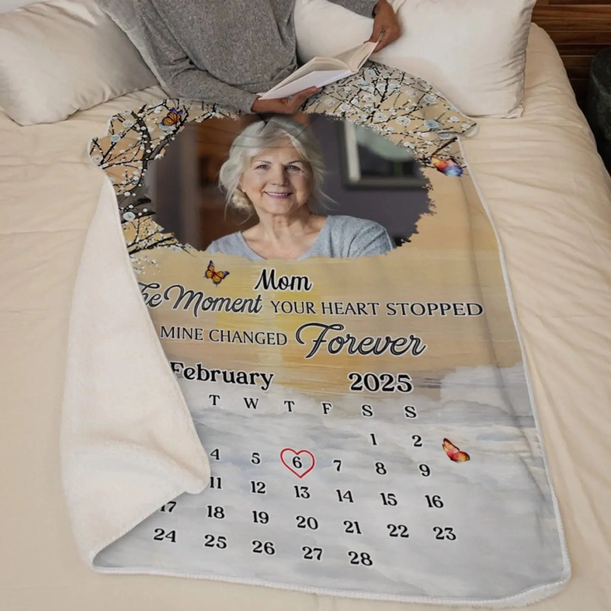 Custom Photo Blanket - Personalized Memorial Sympathy Gifts For Loss Of Mom, Dad - I Carry You In My Heart Printbelle