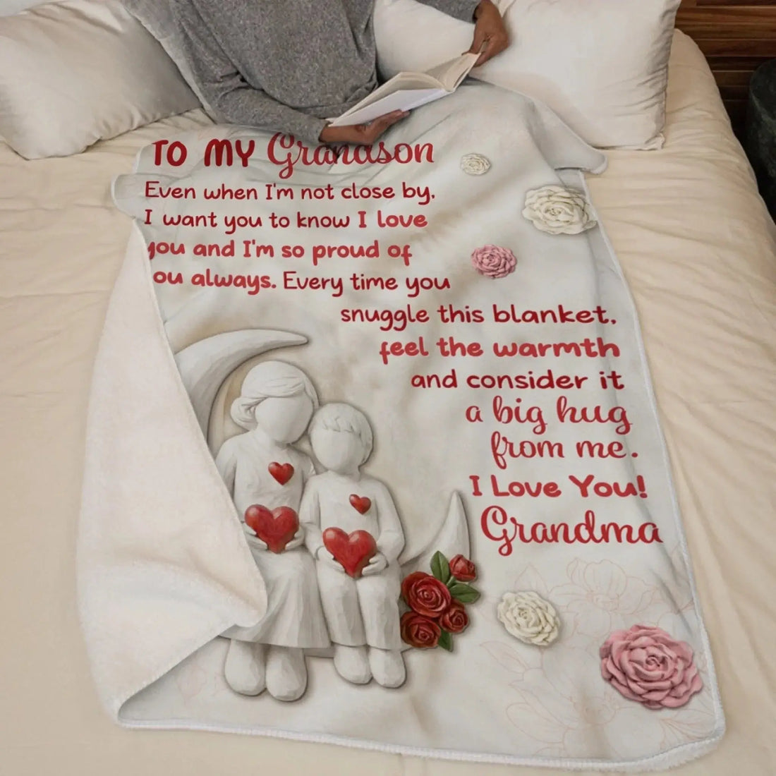 Custom Blanket - Personalized Birthday Gifts For Grandma, Grandson - A Bond That Time Can’t Break Printing Joy