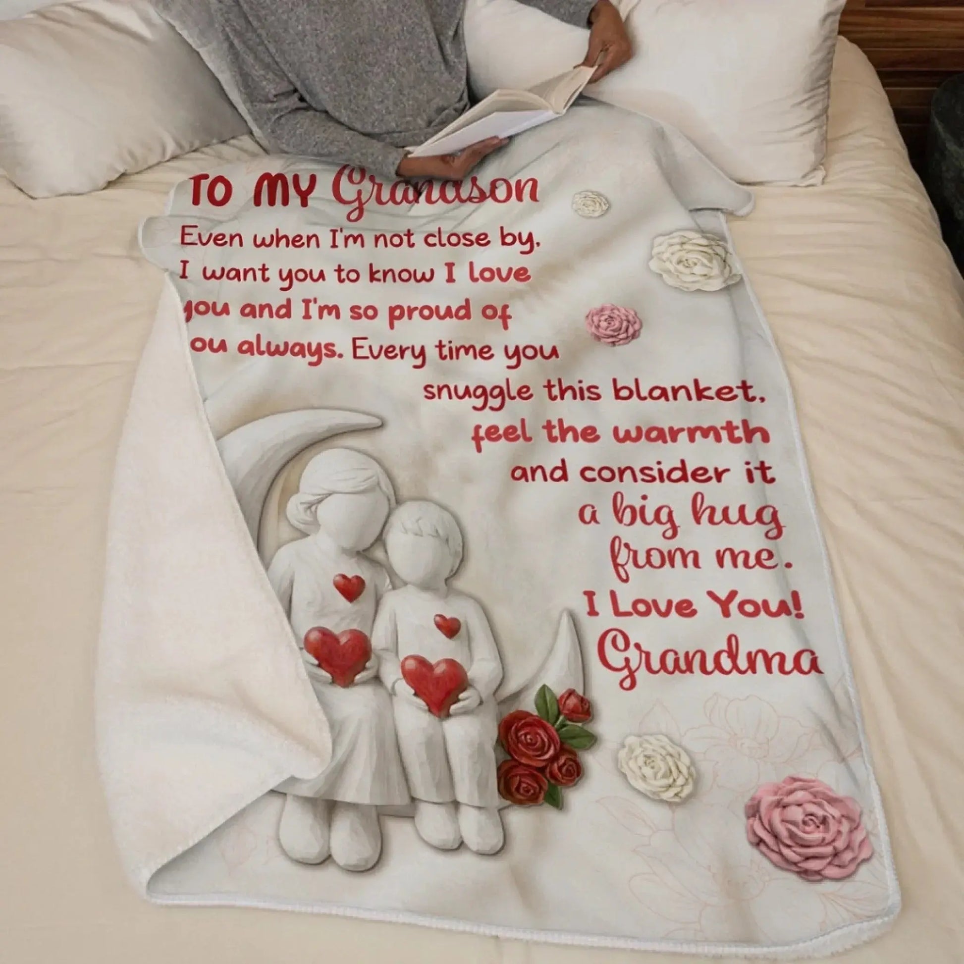Custom Blanket - Personalized Birthday Gifts For Grandma, Grandson - A Bond That Time Can’t Break Printing Joy