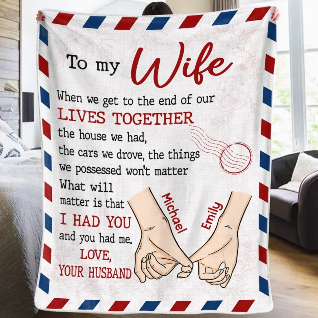 Custom Blanket - Personalized Anniversary Wedding Gifts For Husband And Wife, Him And Her - Love Built With Patience Printing Joy
